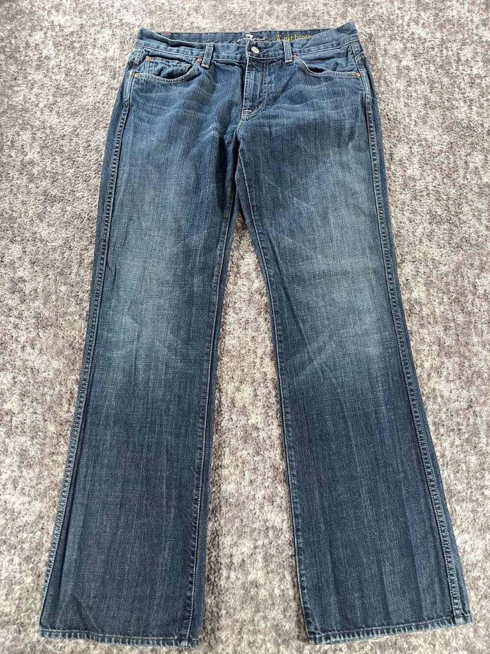 7 For All Mankind Jeans Womens 34x33 Blue A Pocket Bootcut Stretch Denim Faded